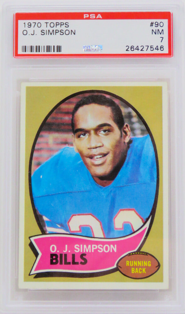 O.J. Simpson (Buffalo Bills) 1970 Topps Football #90 RC Rookie Card PSA 7 NM (Silver Label) (G)-Powers Sports Memorabilia