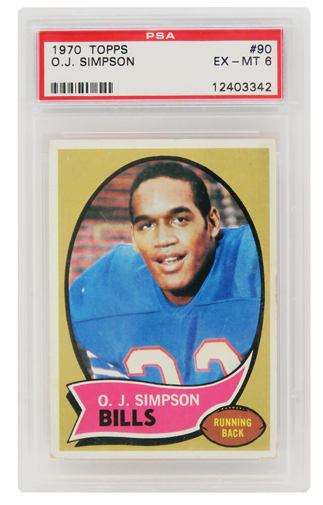 O.J. Simpson (Buffalo Bills) 1970 Topps Football RC Rookie Card #90 PSA 6 EX MT (A)-Powers Sports Memorabilia