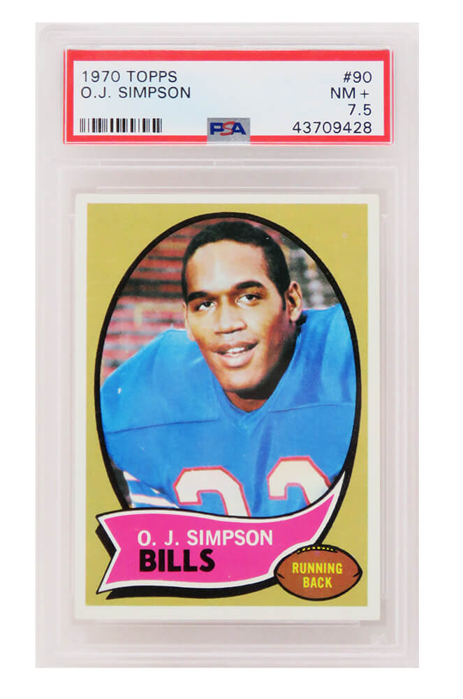 O.J. Simpson (Buffalo Bills) 1970 Topps Football RC Rookie Card #90 PSA 7.5 NM+ (B)-Powers Sports Memorabilia