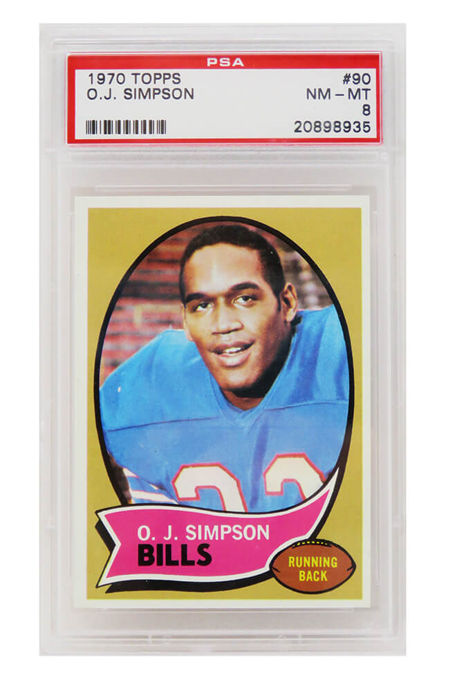 O.J. Simpson (Buffalo Bills) 1970 Topps Football RC Rookie Card #90 PSA 8 NM MT (C)-Powers Sports Memorabilia