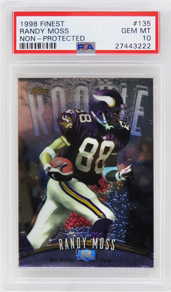 Randy Moss Minnesota Vikings 1998 Topps Finest Football #135 Rookie Card-Powers Sports Memorabilia