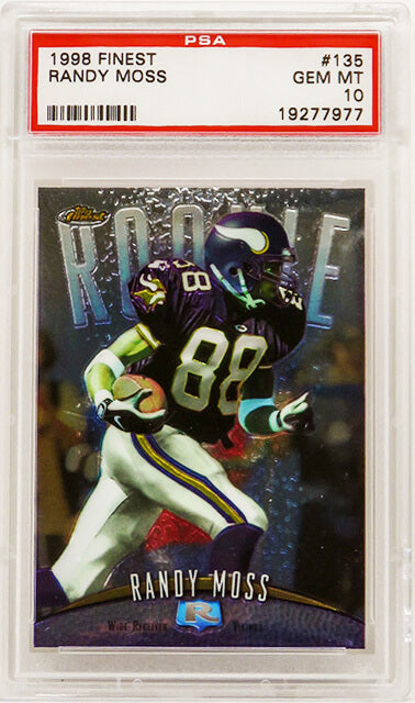 Randy Moss (Minnesota Vikings) 1998 Topps Finest Football #135 RC Rookie Card - PSA 10 GEM MINT-Powers Sports Memorabilia