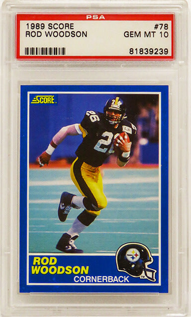 Rod Woodson (Pittsburgh Steelers) 1989 Score Football #78 RC Rookie Card PSA 10 GEM MINT-Powers Sports Memorabilia