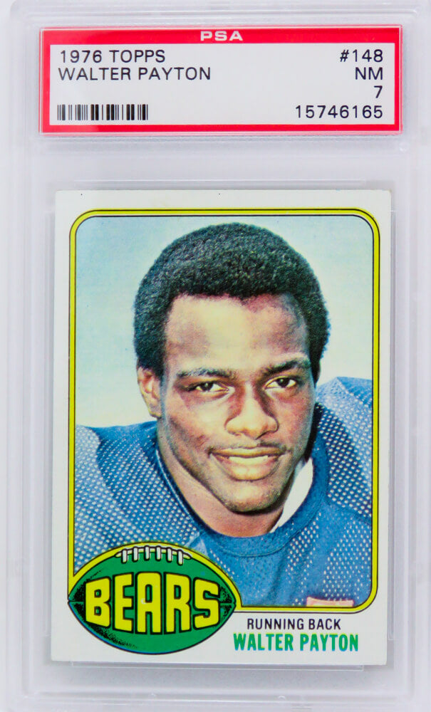 Walter Payton (Chicago Bears) 1976 Topps Football #148 RC Rookie Card PSA 7 NM (A)-Powers Sports Memorabilia