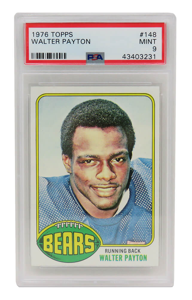 Walter Payton (Chicago Bears) 1976 Topps Football #148 RC Rookie Card PSA 9 Mint (D)-Powers Sports Memorabilia