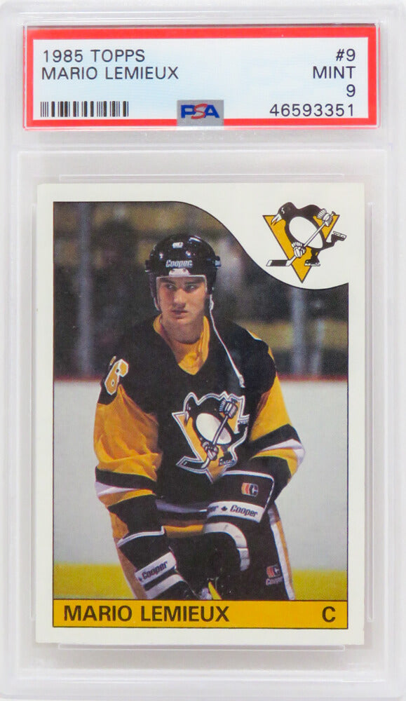 Mario Lemieux (Pittsburgh Penguins) 1985 Topps Hockey RC Rookie Card #9 (PSA 9 MINT) (I)-Powers Sports Memorabilia