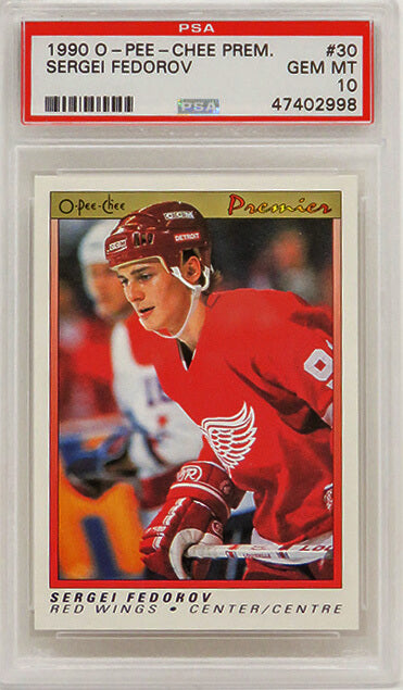 Sergei Fedorov (Detroit Red Wings) 1990 O-Pee-Chee Premier Hockey #30 RC Rookie Card - PSA 10 GEM MINT-Powers Sports Memorabilia