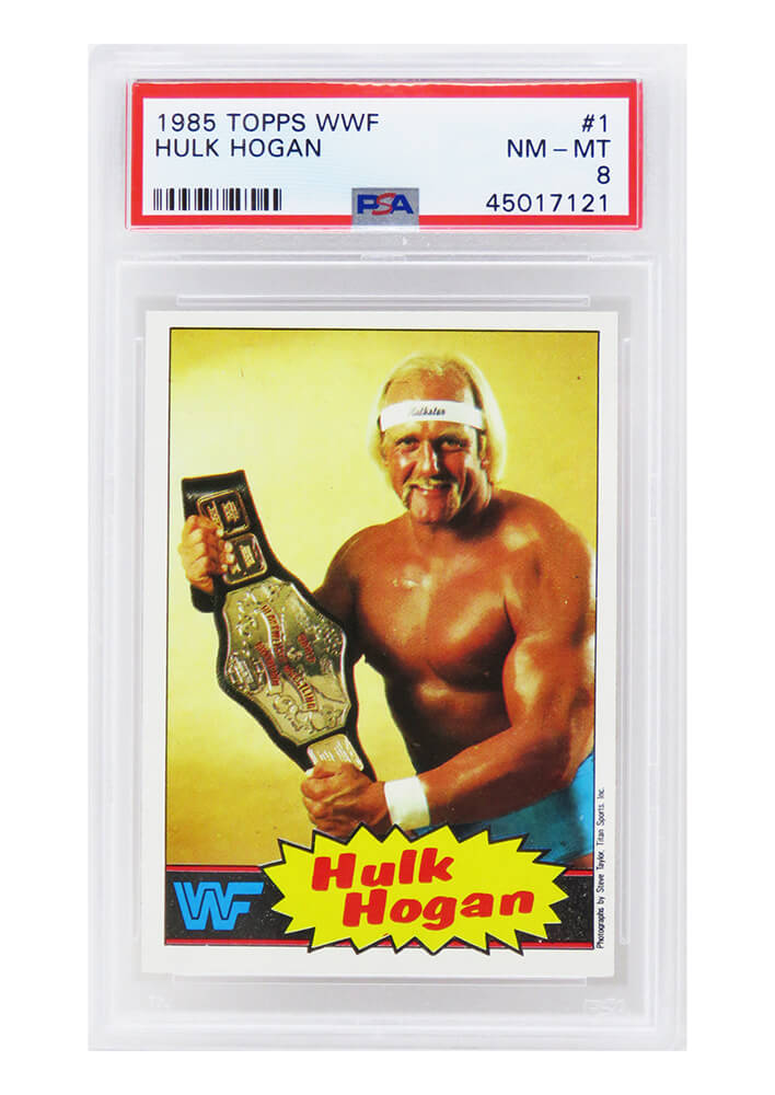 Hulk Hogan 1985 Topps WWF Pro Wrestling Stars (Yellow Background) RC Rookie Card #1 PSA 8 NM MT-Powers Sports Memorabilia