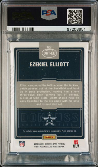 Ezekiel Elliott 2016 Donruss Optic EE Auto PSA Mint 9 Rookie Card-Powers Sports Memorabilia