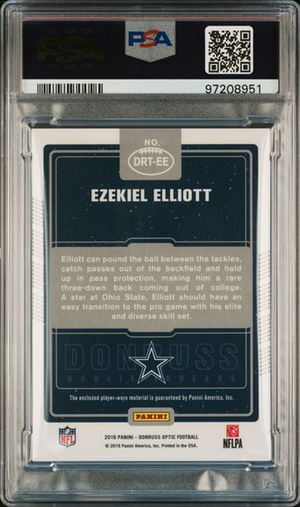 Ezekiel Elliott 2016 Donruss Optic EE Auto PSA Mint 9 Rookie Card-Powers Sports Memorabilia