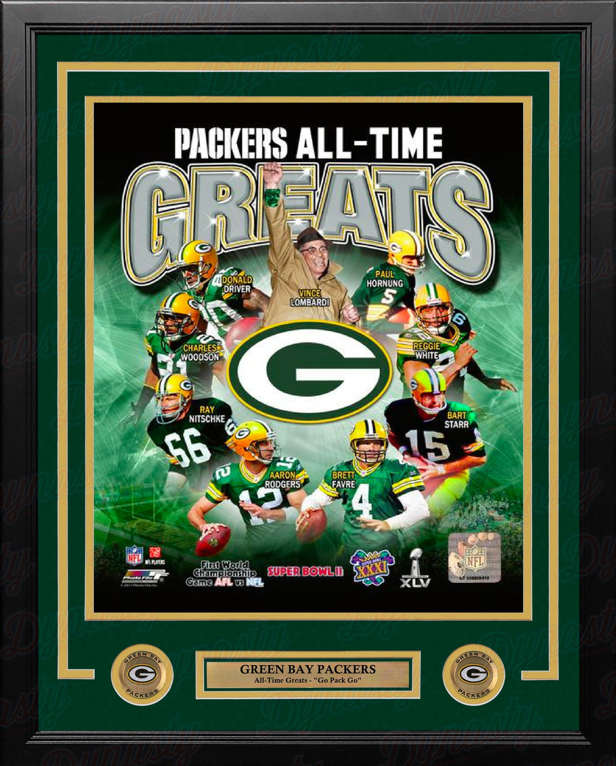 Green Bay Packers All-Time Greats 8" x 10" Framed Football Display Photo-Powers Sports Memorabilia