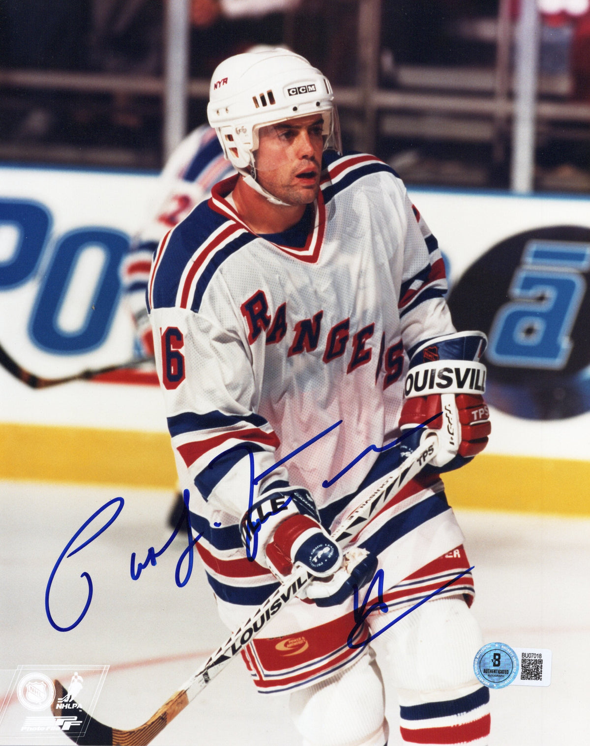 Pat LaFontaine Signed New York Rangers 8x10 Photo Beckett-Powers Sports Memorabilia