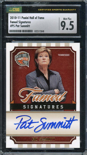 Pat Summitt Autographed 2010 Panini Hall of Famed Signatures Signed Card CSG 9.5-Powers Sports Memorabilia