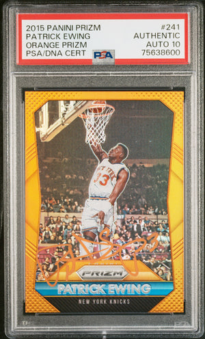 Patrick Ewing 2015 Panini Orange Prizm Signed Card #241 Auto Graded PSA 10-Powers Sports Memorabilia