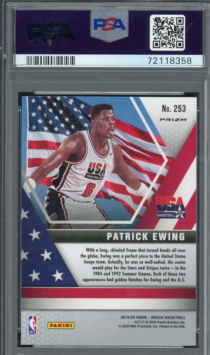 Patrick Ewing 2019 Panini Mosaic Gold Wave Basketball Card #253 Graded PSA 10-Powers Sports Memorabilia