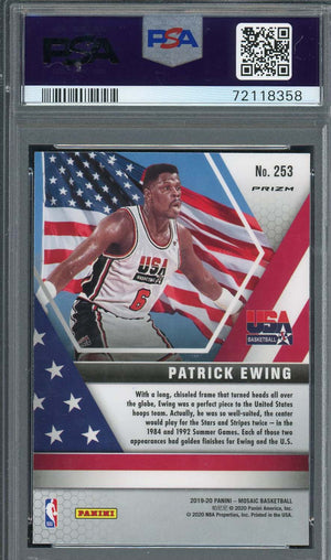 Patrick Ewing 2019 Panini Mosaic Gold Wave Basketball Card #253 Graded PSA 10-Powers Sports Memorabilia