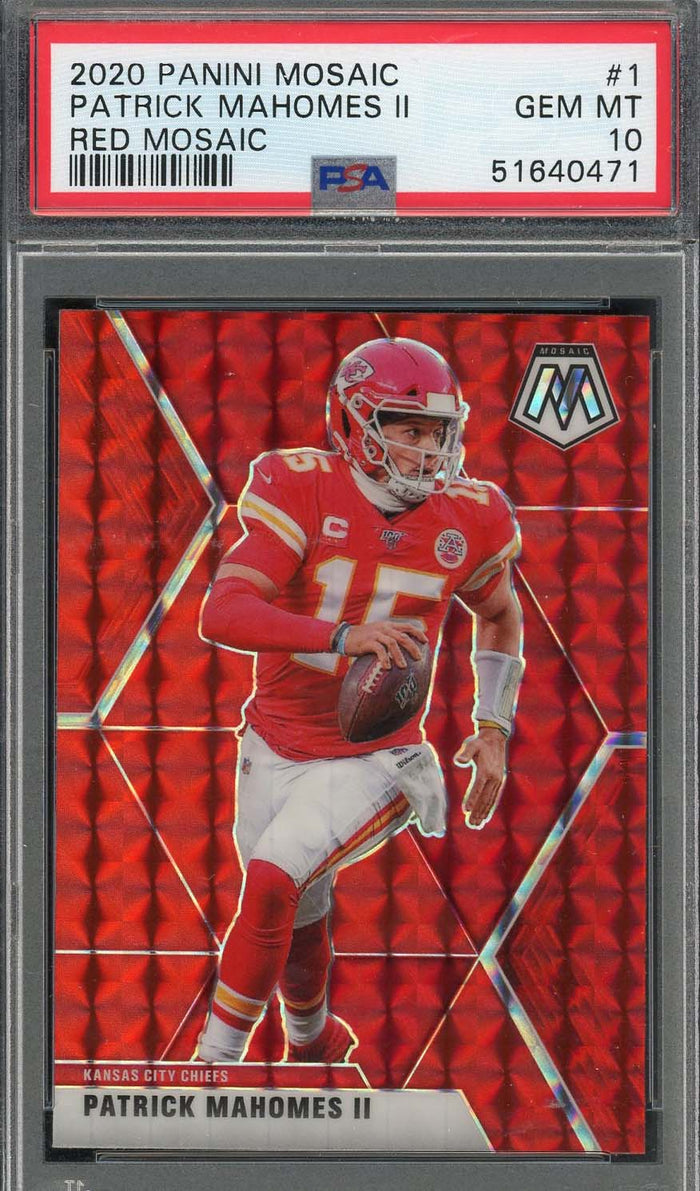 Patrick Mahomes 2020 Panini Mosaic Red Prizm Football Card #1 Graded PSA 10-Powers Sports Memorabilia