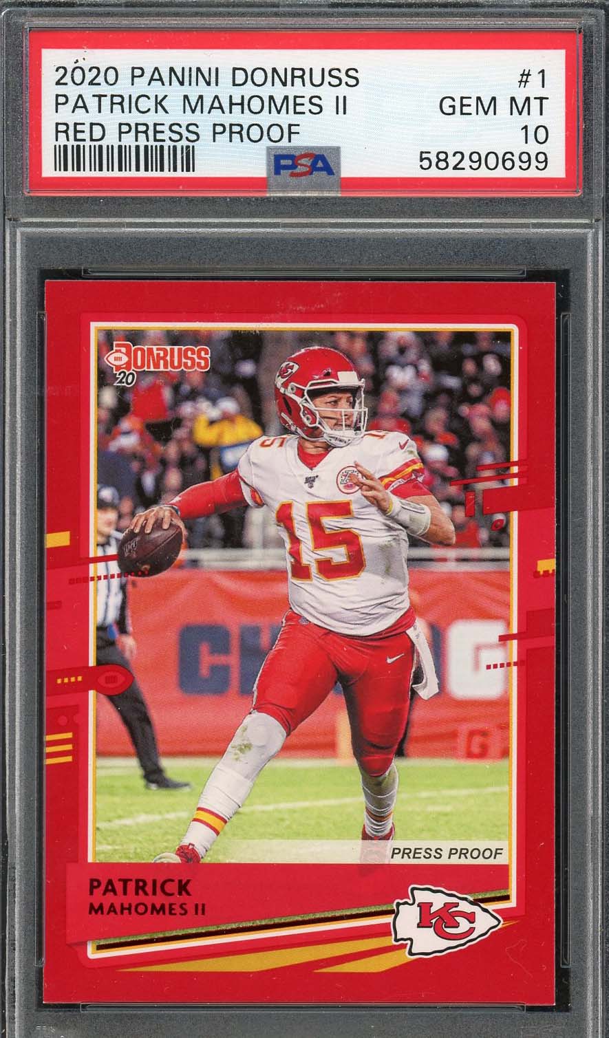 Patrick Mahomes 2020 Panini Donruss Red Press Proof Card #1 Graded PSA 10-Powers Sports Memorabilia