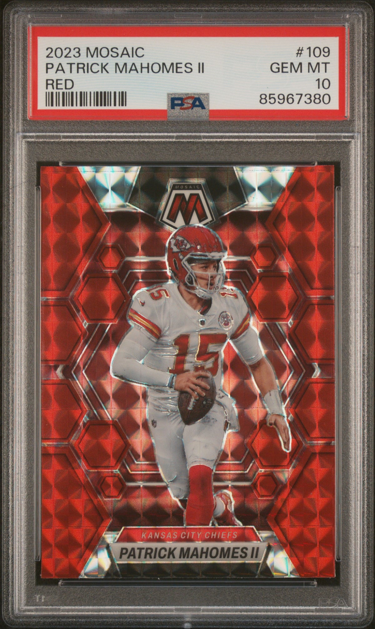 Patrick Mahomes 2023 Panini Mosaic Red Football Card #109 Graded PSA 10-Powers Sports Memorabilia