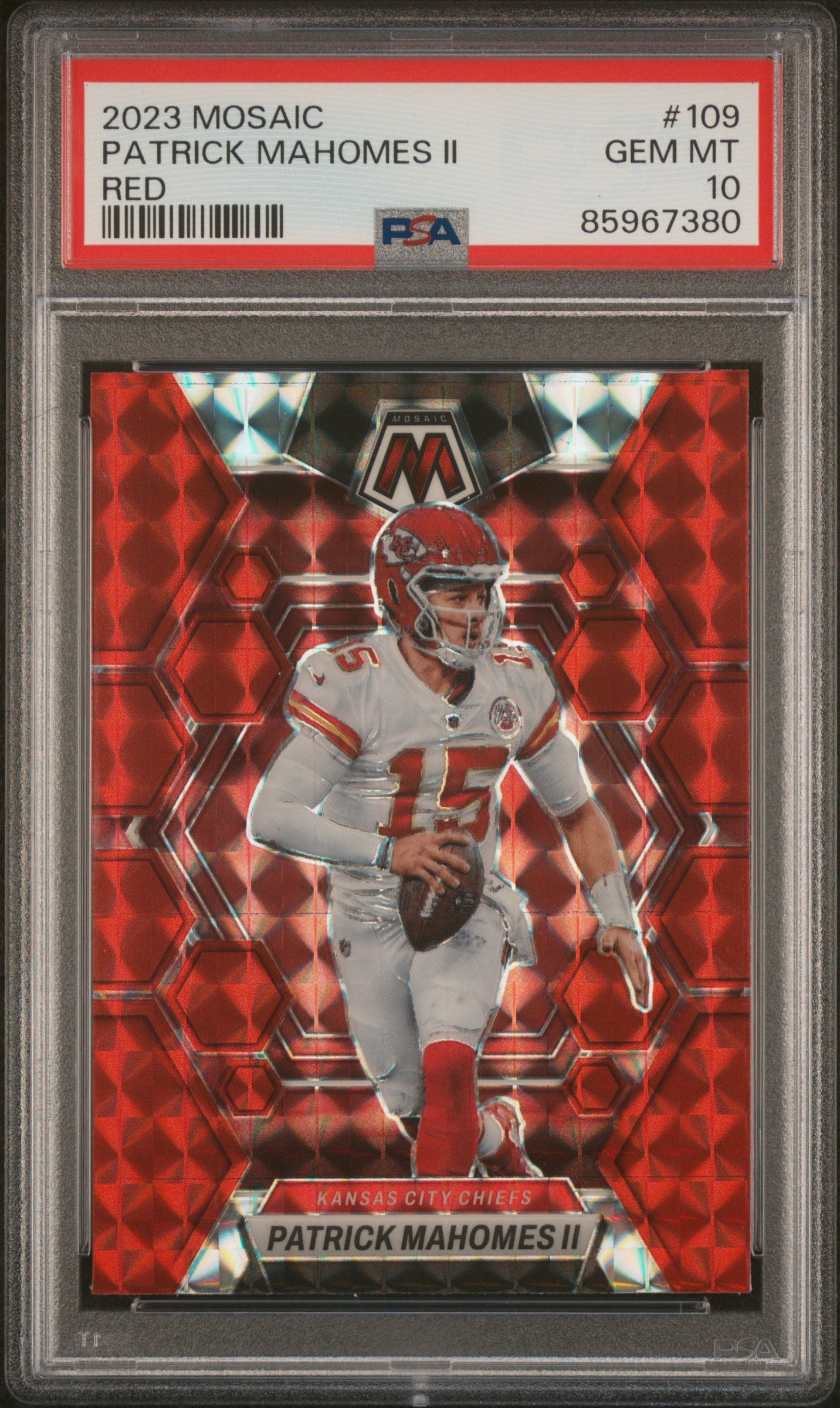 Patrick Mahomes 2023 Panini Mosaic Red Football Card #109 Graded PSA 10-Powers Sports Memorabilia