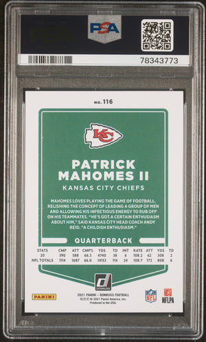 Patrick Mahomes 2021 Panini Donruss Press Proof Premium Card #116 Graded PSA 10-Powers Sports Memorabilia