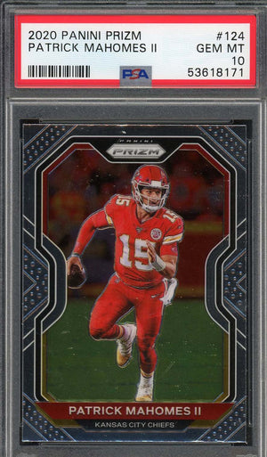 Patrick Mahomes 2020 Panini Prizm Football Card #124 Graded PSA 10