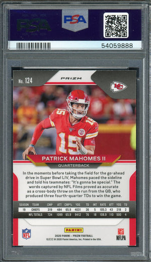 Patrick Mahomes 2020 Panini Prizm Red Ice Football Card #124 Graded PSA 10 GEM MINT-Powers Sports Memorabilia