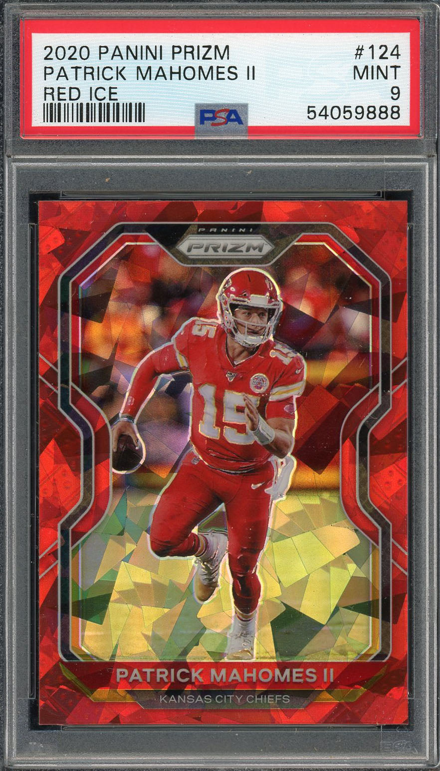 Patrick Mahomes 2020 Panini Prizm Red Ice Football Card #124 Graded PSA 9 MINT-Powers Sports Memorabilia
