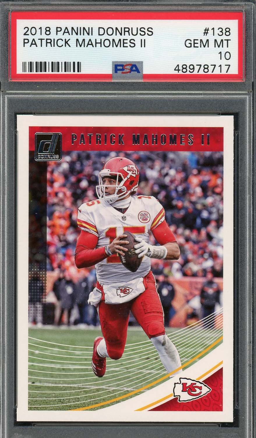 Patrick Mahomes 2018 Panini Donruss Football Card #138 Graded PSA 10-Powers Sports Memorabilia