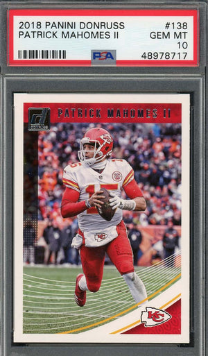 Patrick Mahomes 2018 Panini Donruss Football Card #138 Graded PSA 10-Powers Sports Memorabilia