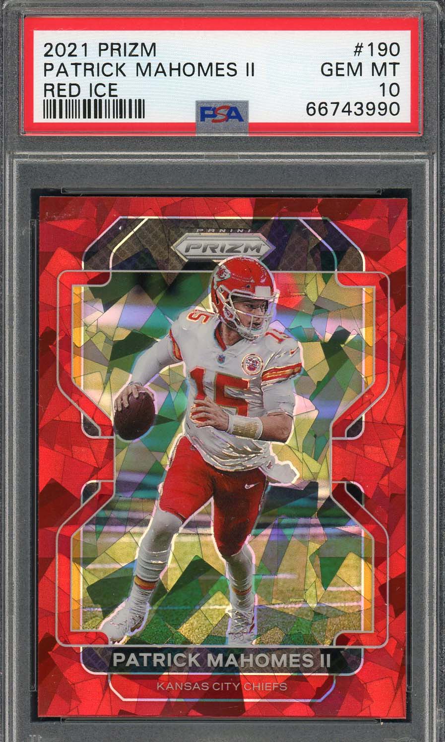 Patrick Mahomes 2021 Panini Prizm Red Ice Football Card #190 Graded PSA 10-Powers Sports Memorabilia