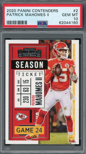 Patrick Mahomes 2020 Panini Contenders Football Card #2 Graded PSA 10-Powers Sports Memorabilia