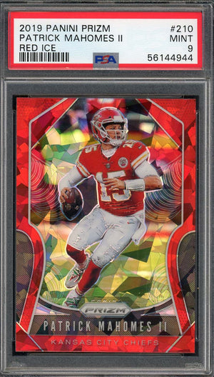 Patrick Mahomes 2019 Panini Prizm Red Ice Football Card #210 Graded PSA 9