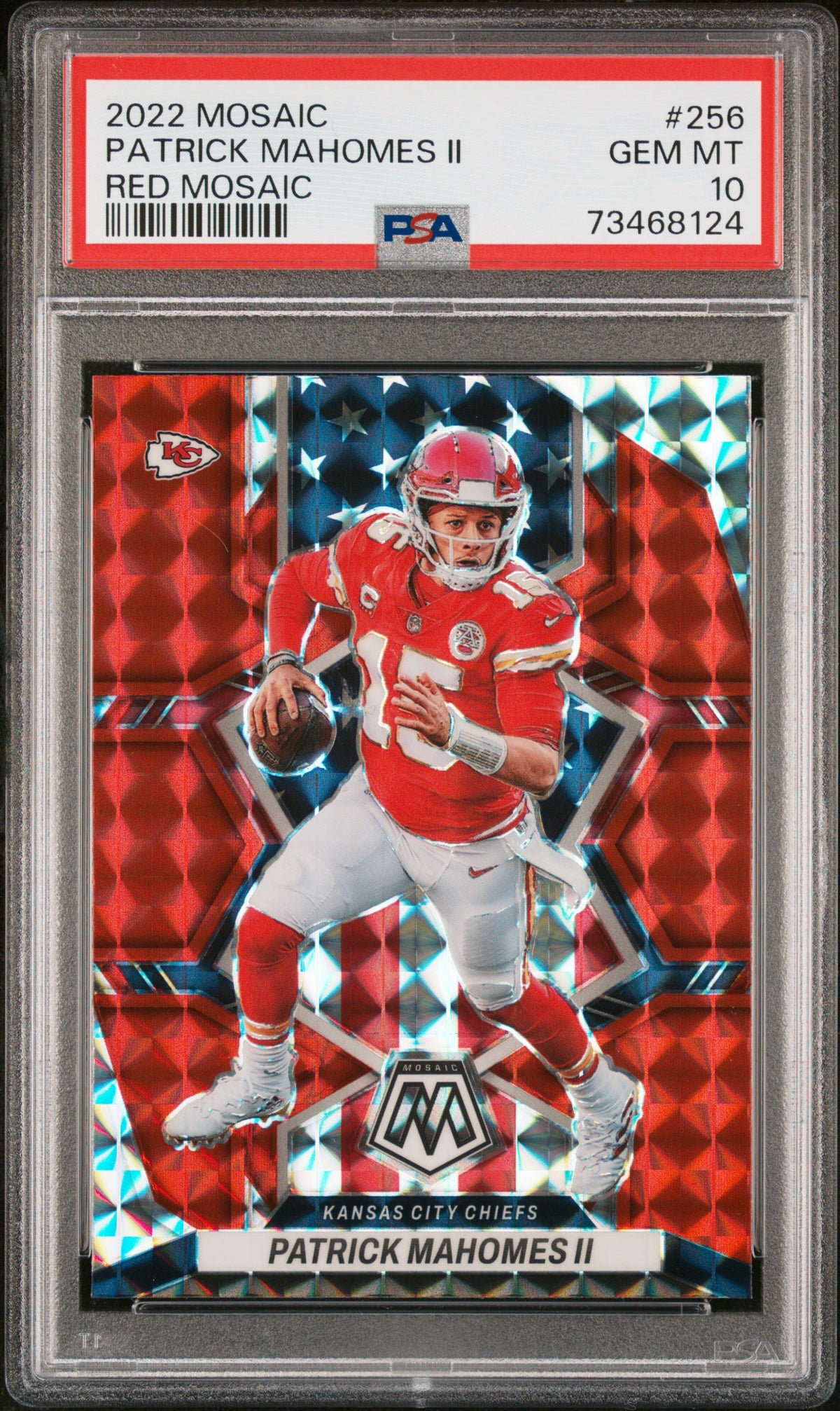 Patrick Mahomes 2022 Panini Mosaic Red Prizm Football Card #256 Graded PSA 10-Powers Sports Memorabilia