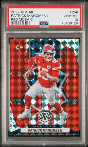 パトリック・マホームズ 2022 パニーニ モザイク レッド プリズム フットボール カード #256 グレード PSA 10