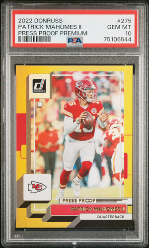 Patrick Mahomes 2022 Panini Donruss Press Proof Premium Card #275 Graded PSA 10-Powers Sports Memorabilia