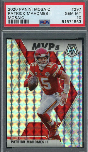 Patrick Mahomes 2020 Panini Mosaic Prizm Football Card #297 Graded PSA 10-Powers Sports Memorabilia