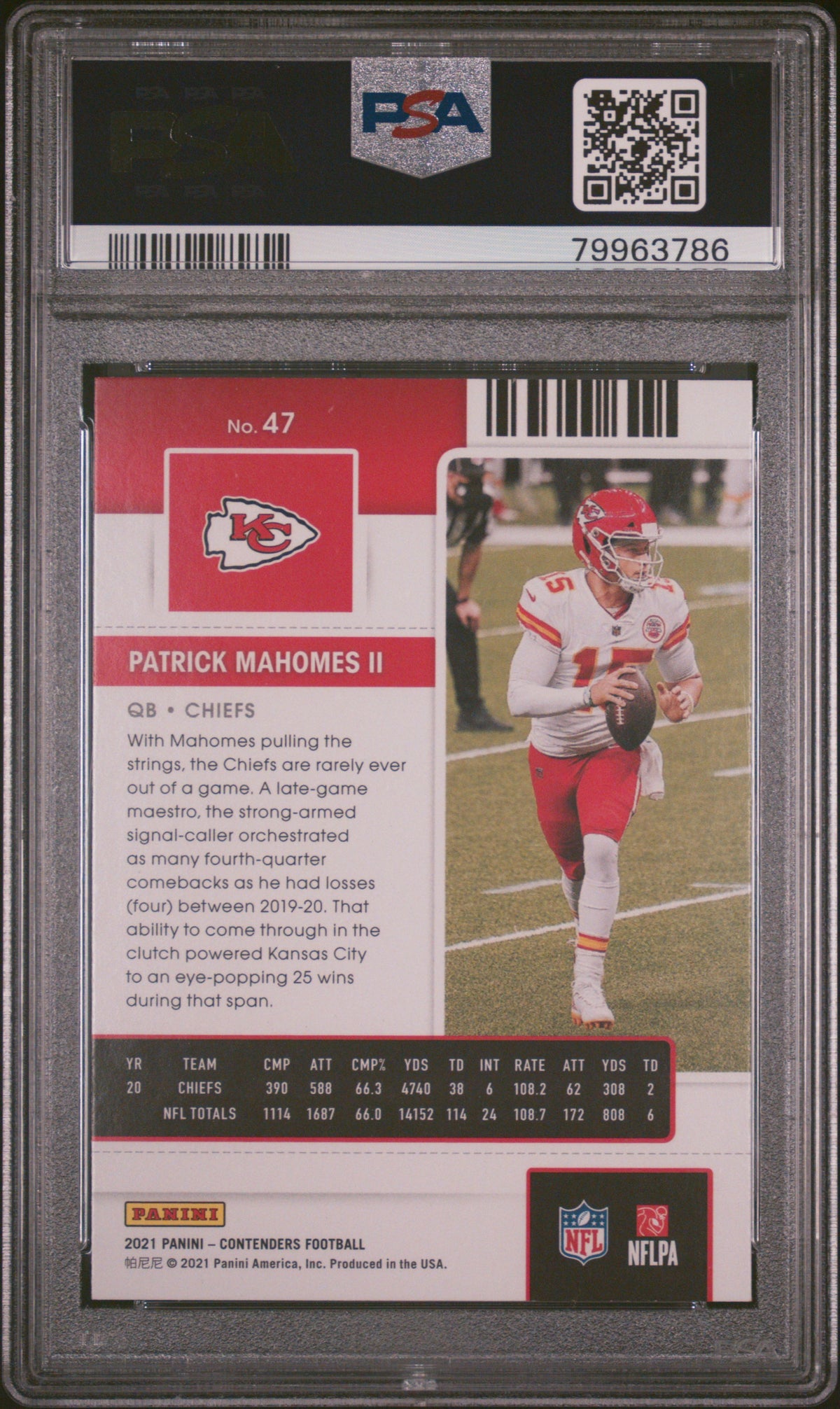 Patrick Mahomes 2021 Panini Contenders Football Card #47 Graded PSA 10-Powers Sports Memorabilia