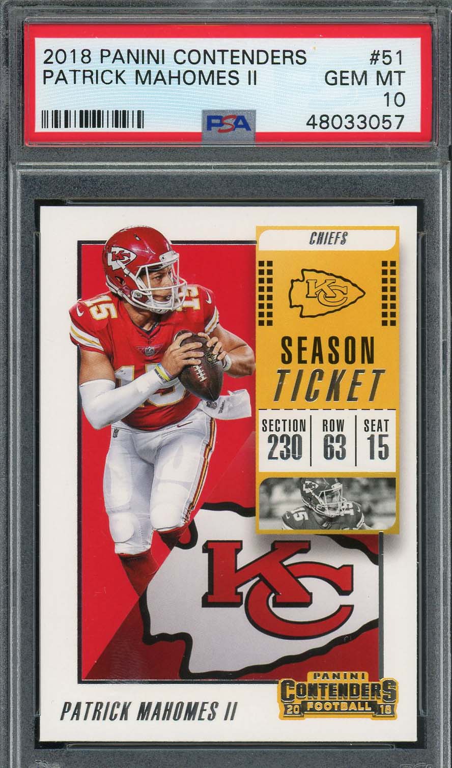 Patrick Mahomes 2018 Panini Contenders Football Card #51 Graded PSA 10-Powers Sports Memorabilia