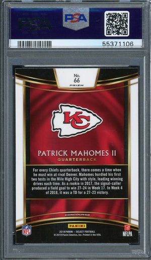 Patrick Mahomes 2018 Panini Select Silver Prizm Football Card #66 Graded PSA 10-Powers Sports Memorabilia