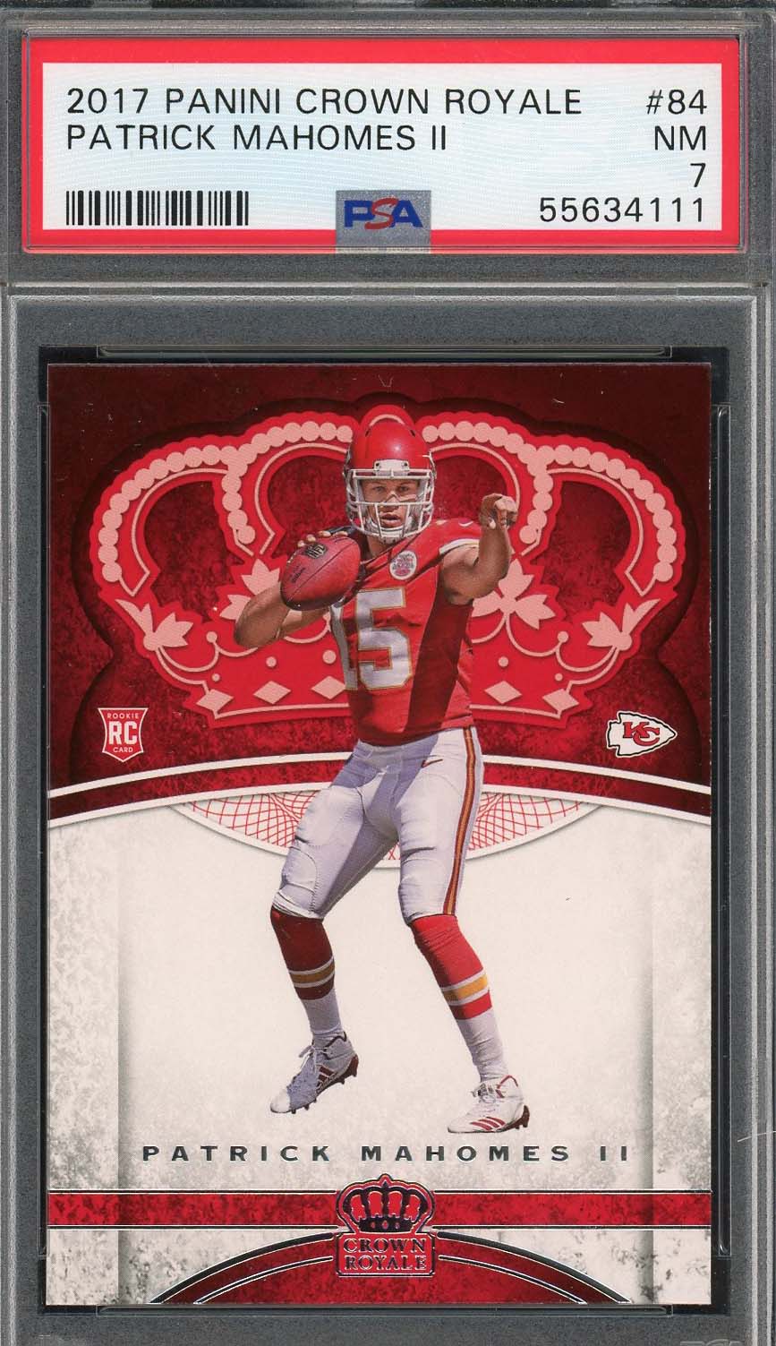 Patrick Mahomes 2017 Panini Crown Royale Football Rookie Card #84 Graded PSA 7-Powers Sports Memorabilia