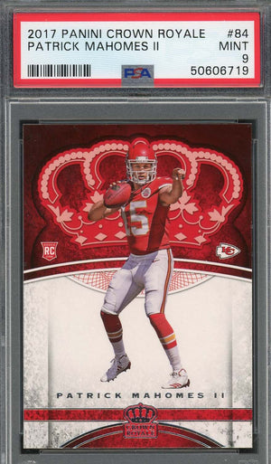 Patrick Mahomes 2017 Panini Crown Royale Football Rookie Card #84 PSA 9