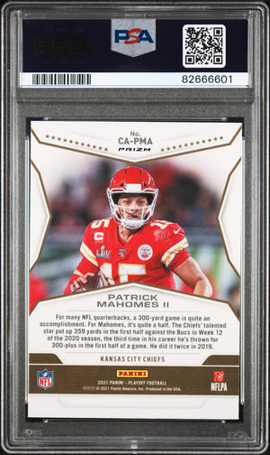 Patrick Mahomes 2021 Panini Playoff Call to Arms Red Card #CAPMA Graded PSA 10