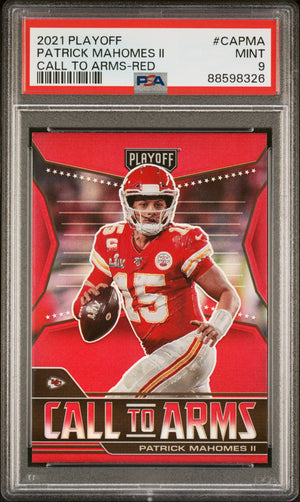 Patrick Mahomes 2021 Panini Playoff Call to Arms Red Card #CAPMA Graded PSA 9-Powers Sports Memorabilia