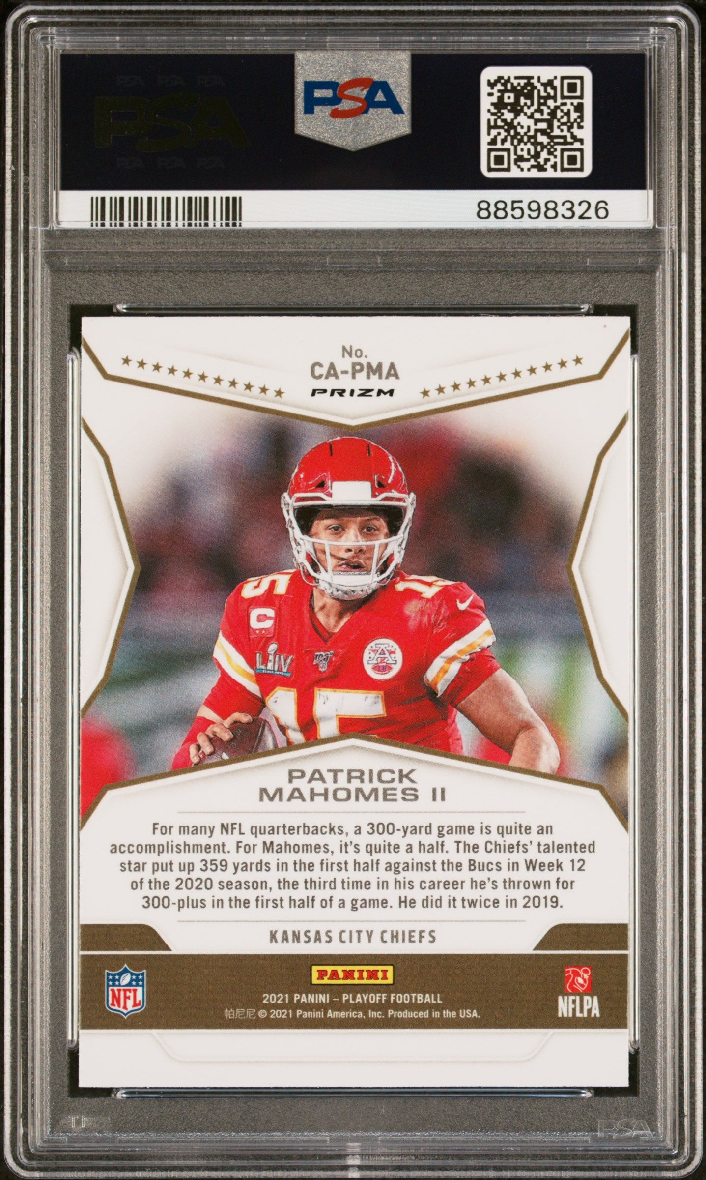 Patrick Mahomes 2021 Panini Playoff Call to Arms Red Card #CAPMA Graded PSA 9-Powers Sports Memorabilia