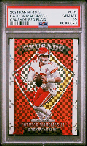 Patrick Mahomes 2021 Panini R&S Crusade Red Plaid Card #CR1 Graded PSA 10