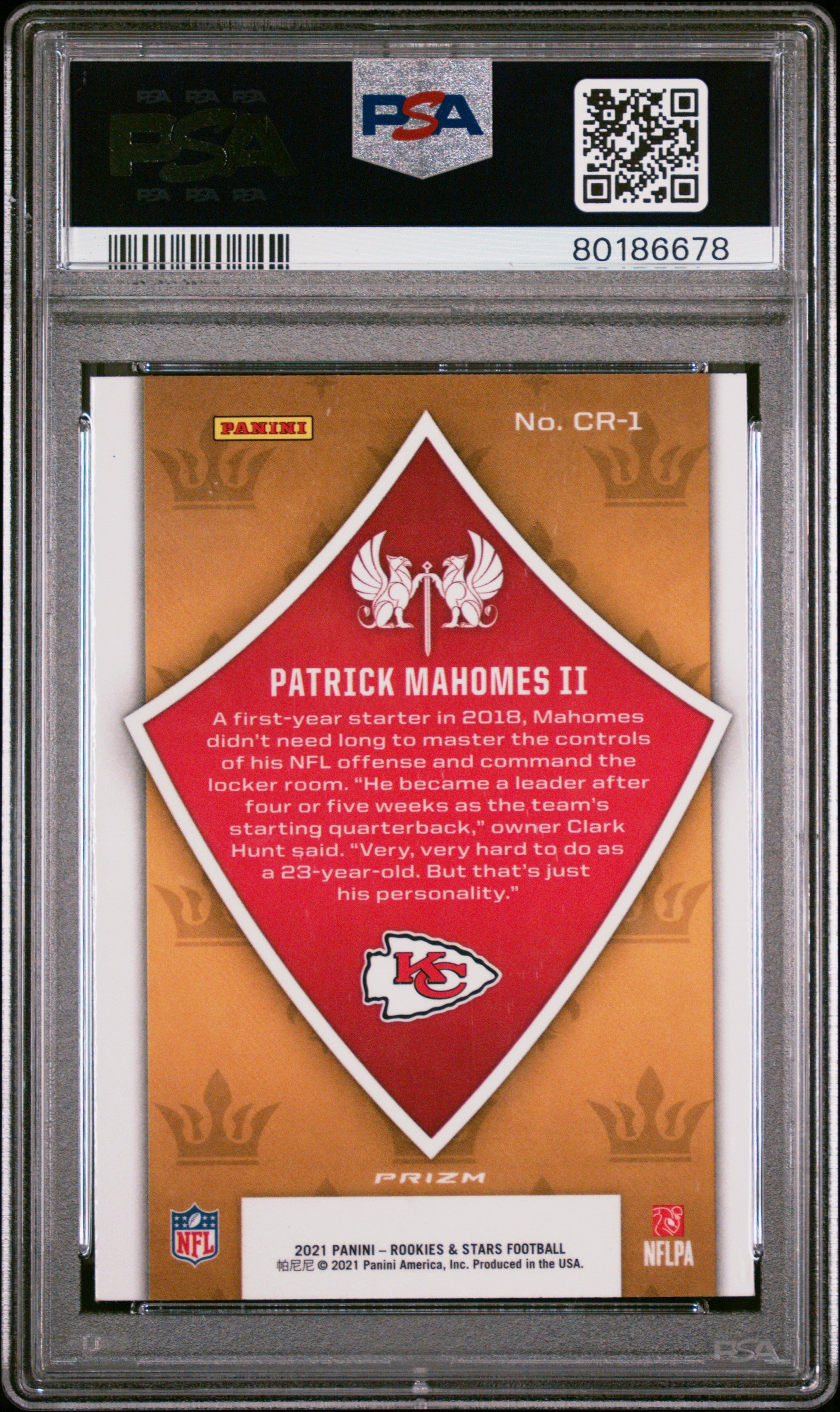 Patrick Mahomes 2021 Panini R&S Crusade Red Plaid Card #CR1 Graded PSA 10-Powers Sports Memorabilia