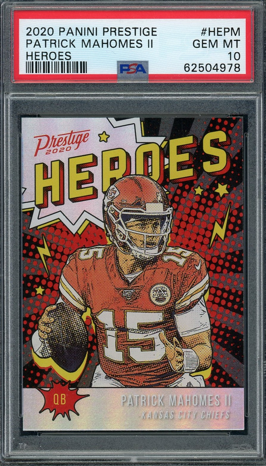 Patrick Mahomes 2020 Panini Prestige Heroes Football Card #HEPM Graded PSA 10-Powers Sports Memorabilia