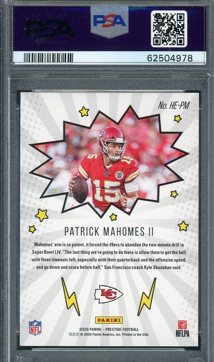 Patrick Mahomes 2020 Panini Prestige Heroes Football Card #HEPM Graded PSA 10-Powers Sports Memorabilia