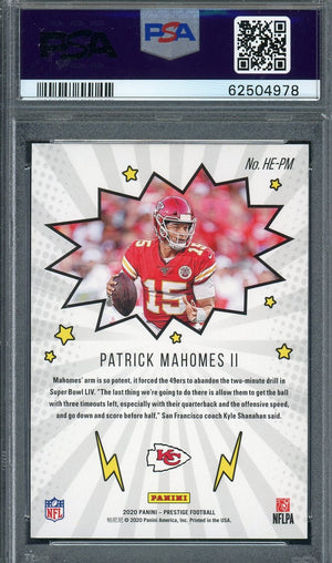 Patrick Mahomes 2020 Panini Prestige Heroes Football Card #HEPM Graded PSA 10-Powers Sports Memorabilia